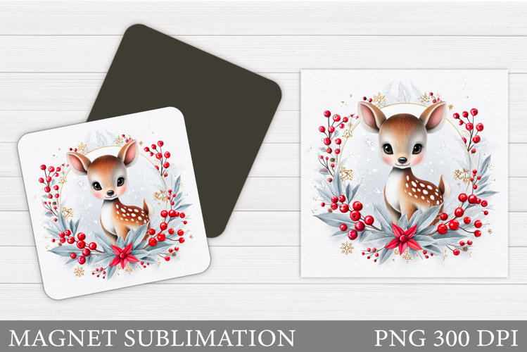 Christmas Deer Magnet Design. Christmas Magnet Sublimation
