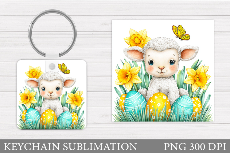 Easter Lamb Keychain Sublimation. Easter Keychain Design