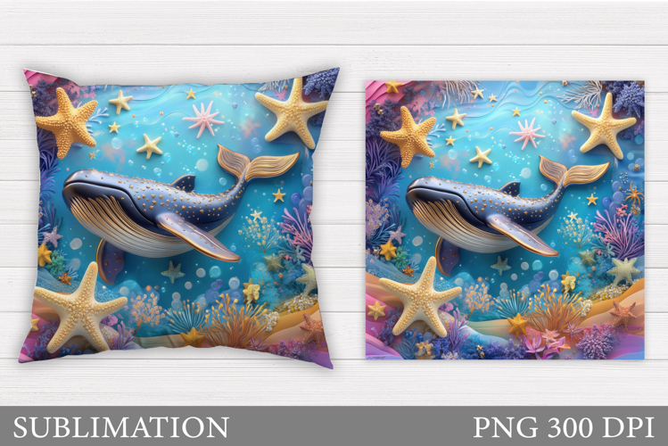 Whale Pillow Sublimation. Whale Sublimation