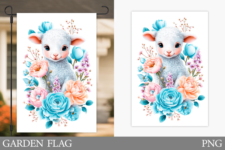 Summer Lamb Garden Flag. Summer Garden Flag Design