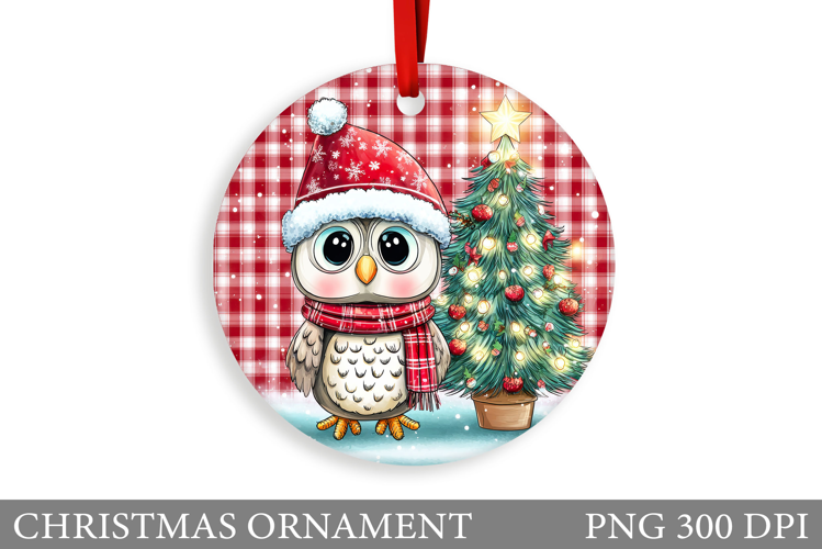 Christmas Owl Christmas Ornament. Christmas Owl Sublimation
