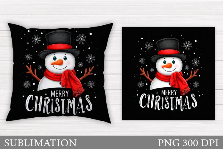 Cute Snowman Pillow Sublimation. Christmas Pillow Design example image 1