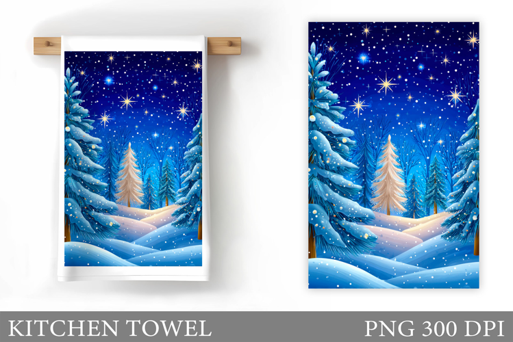Christmas Tree Kitchen Towel. Christmas Deer Kitchen Towel