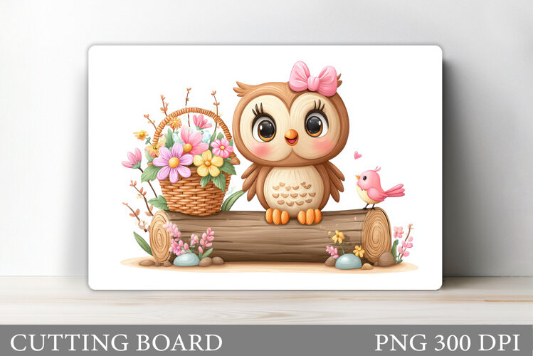 Cute Owl Cutting Board Design. Cute Owl Sublimation example image 1