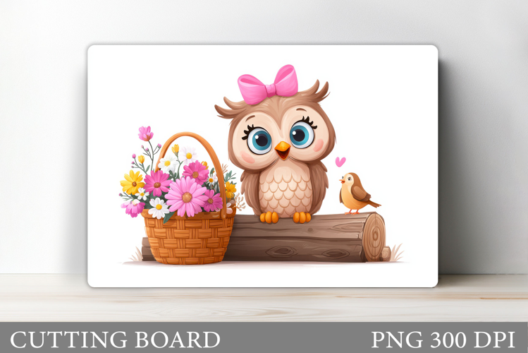 Cute Owl Cutting Board Design. Cute Owl Sublimation