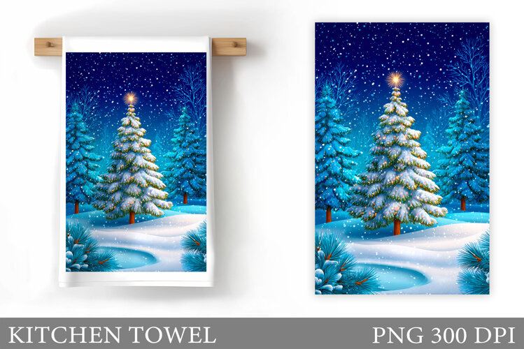 Christmas Tree Kitchen Towel. Christmas Kitchen Towel Design example image 1