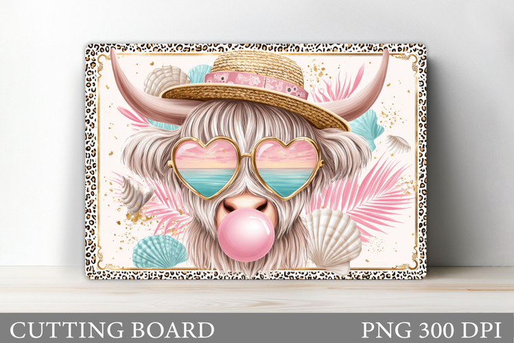 Summer Cow Cutting Board. Cow Sea Cutting Board Design