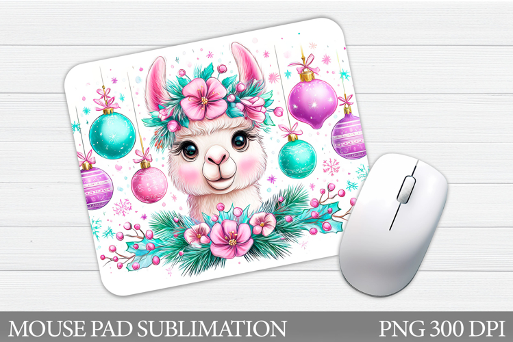 Cute Lama Mouse Pad Design. Christmas Mouse Pad Sublimation
