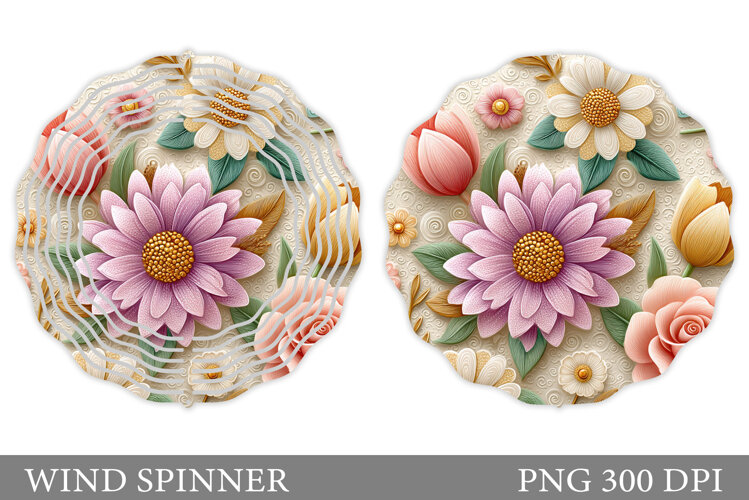 Floral Wind Spinner Sublimation. Flowers Wind Spinner Design example image 1
