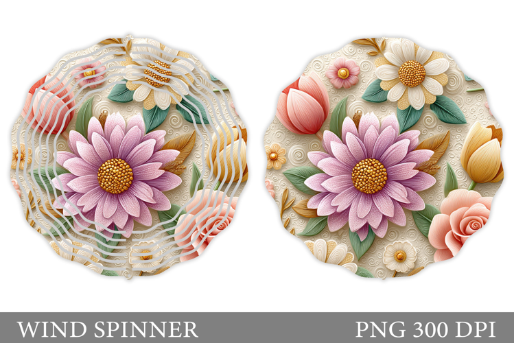 Floral Wind Spinner Sublimation. Flowers Wind Spinner Design