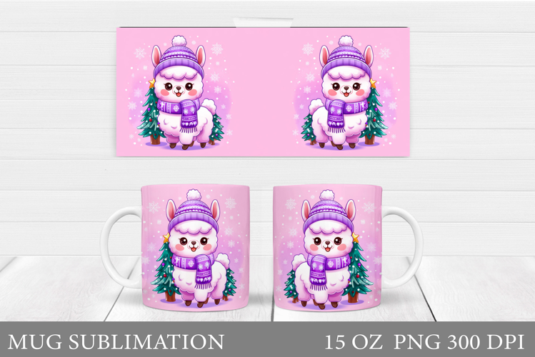 Christmas Lama Mug Design. Christmas Mug Sublimation