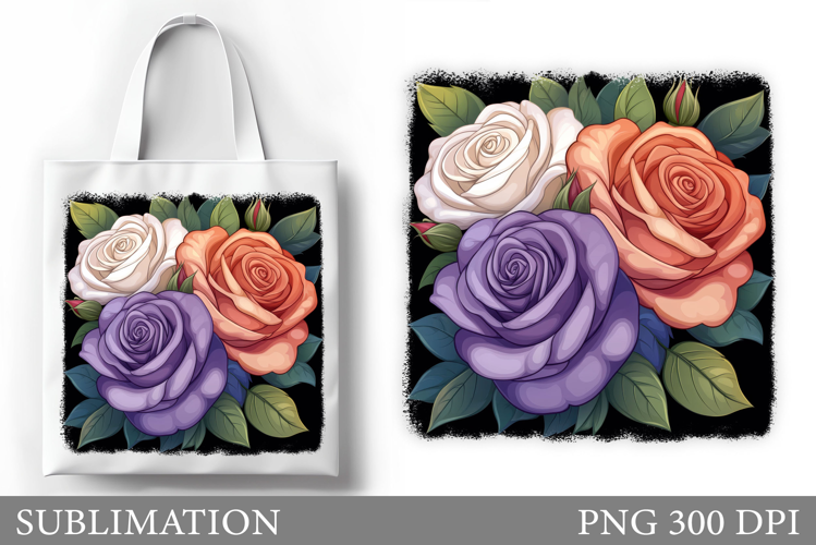 Roses Tote Bag Sublimation. Flowers Sublimation
