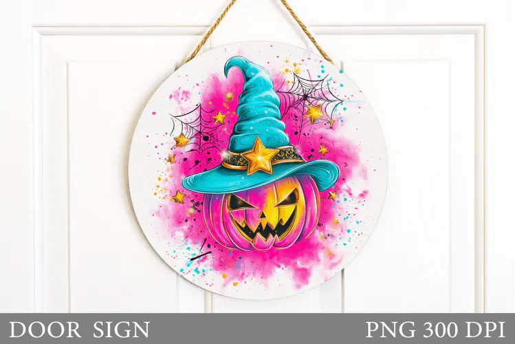 Halloween Pumpkin Door Sign. Halloween Door Sign Design