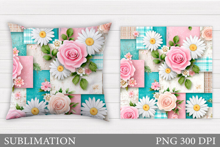 Flowers Pillow Design. Floral Pillow Sublimation example image 1