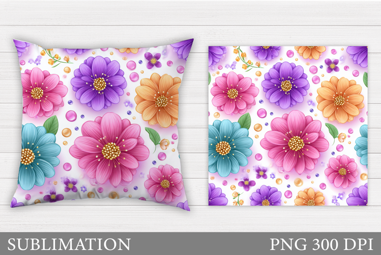 Flowers Sublimation. Flowers Pillow Design