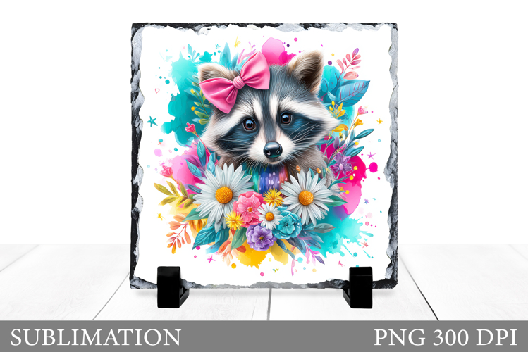 Raccoon Sublimation. Cute Raccoon Slate Design