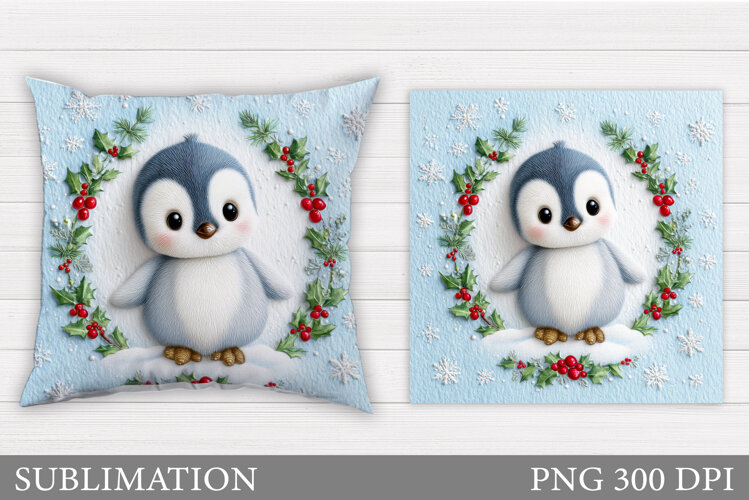 Christmas Penguin Pillow. Christmas Pillow Design example image 1