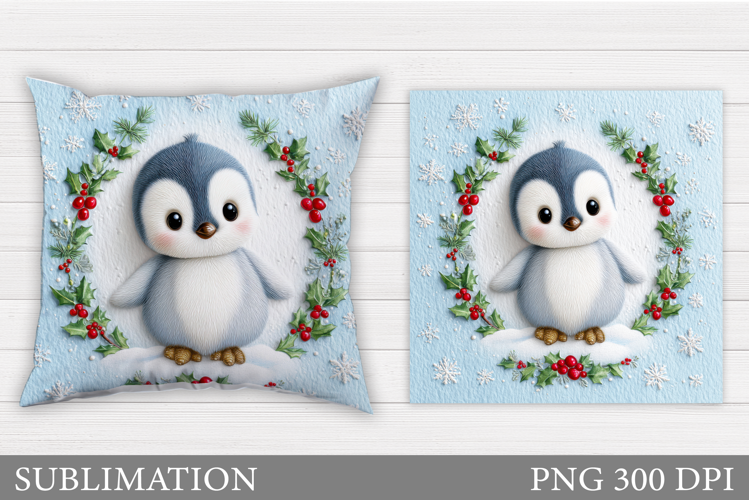 Christmas Penguin Pillow. Christmas Pillow Design