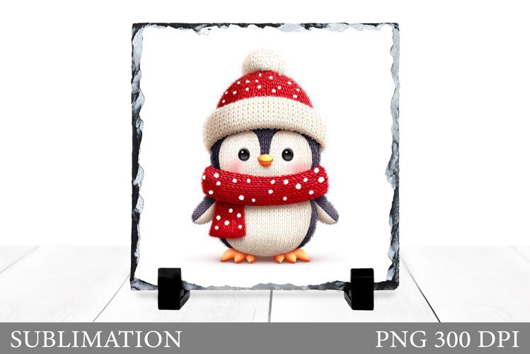 Christmas Penguin Slate Design. Cute Penguin Sublimation example image 1
