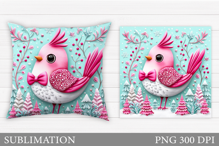 Cardinal Pillow Design. Christmas Pillow Sublimation