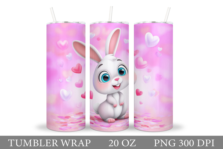 Valentines Bunny Tumbler. Valentines Tumbler Sublimation