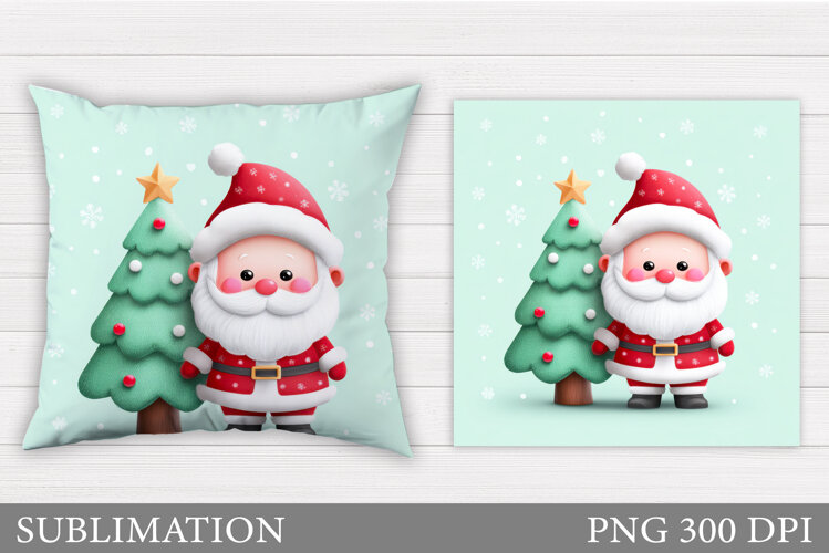 Santa Claus Pillow Design. Christmas Pillow Sublimation example image 1