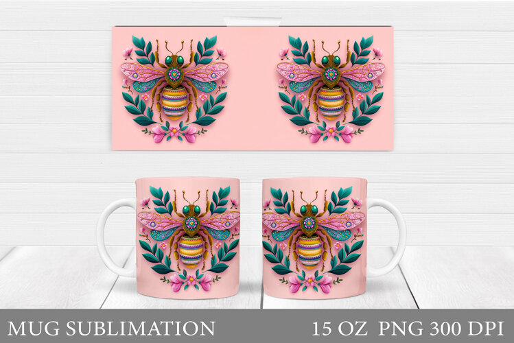 Bee Mug Wrap Design. Bee Sublimation example image 1