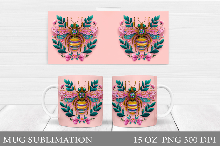 Bee Mug Wrap Design. Bee Sublimation
