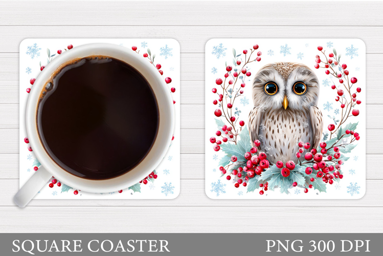 Christmas Owl Coaster Design. Christmas Coaster Sublimation