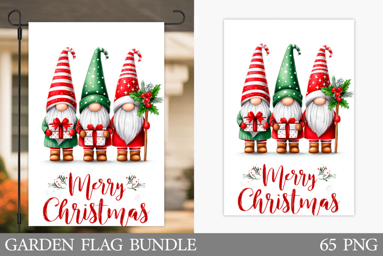 Christmas Gnome Garden Flag. Christmas Garden Flag Design