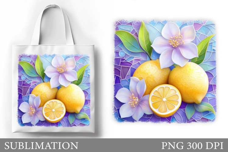 Lemons Tote Bag Design. Flowers Tote Bag Sublimation