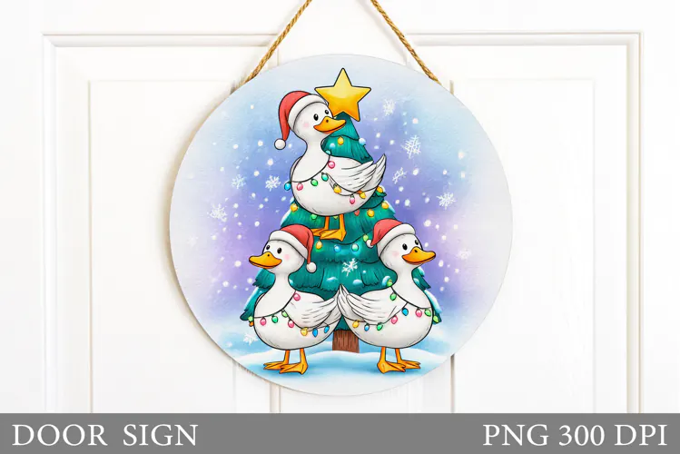 Christmas Goose Door Sign. Christmas Door Sign Sublimation