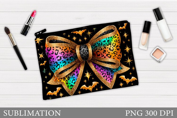 Halloween Bow Makeup Bag Design. Christmas Bow Sublimation example image 1
