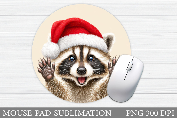 Raccoon Mouse Pad Sublimation. Christmas Mouse Pad Design example image 1