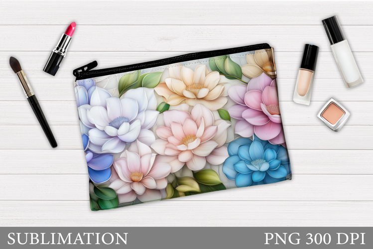 Flowers Makeup Bag Design. Flowers Cosmetics Bag Sublimation