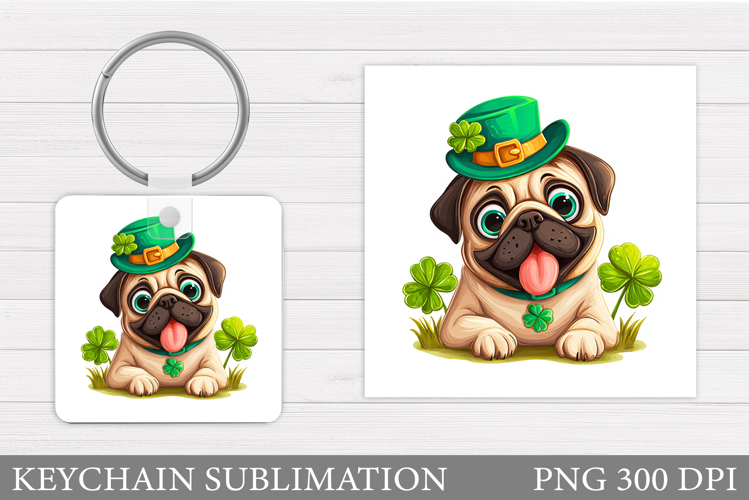 St Patrick Dog Keychain. St Patrick Keychain Sublimation
