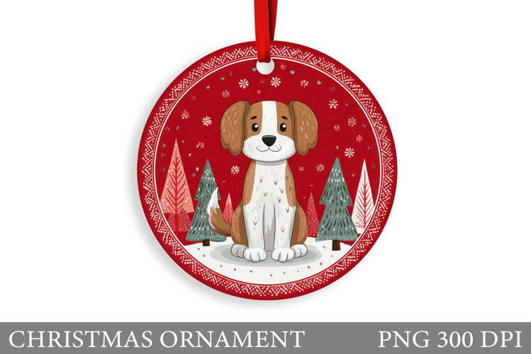 Cute Dog Christmas Ornament. Winter Dog Christmas Ornament