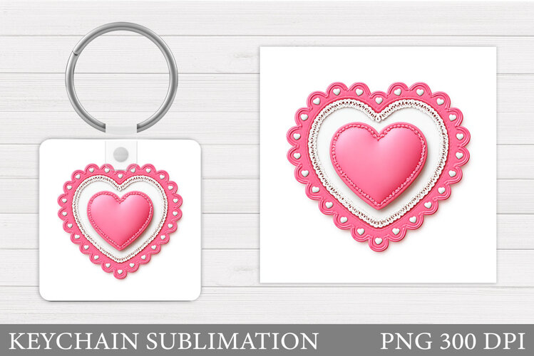 Heart Keychain Sublimation. Valentine Keychain Design example image 1