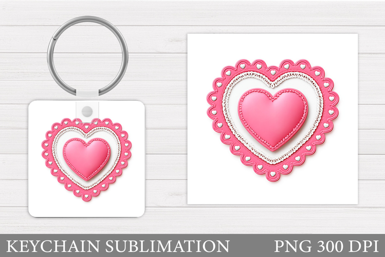 Heart Keychain Sublimation. Valentine Keychain Design