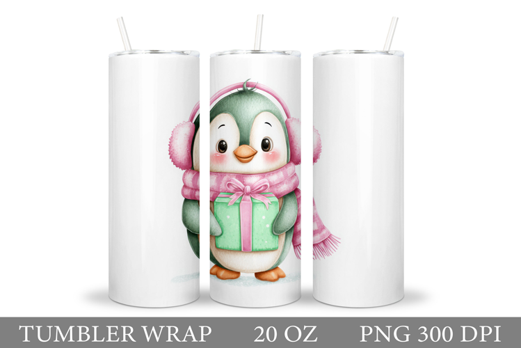Cute Penguin Tumbler Design. Christmas Tumbler Sublimation