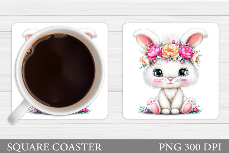 Cute Bunny Coaster Design. Cute Bunny Sublimation