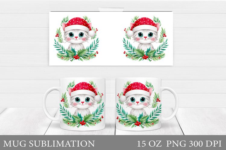 Christmas Cat Mug Design. Christmas Mug Sublimation