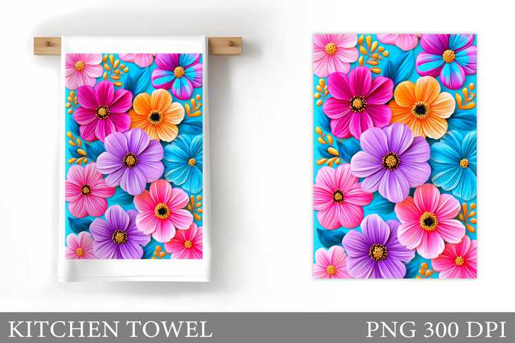 Flowers Kitchen Towel. Floral Kitchen Towel Sublimation