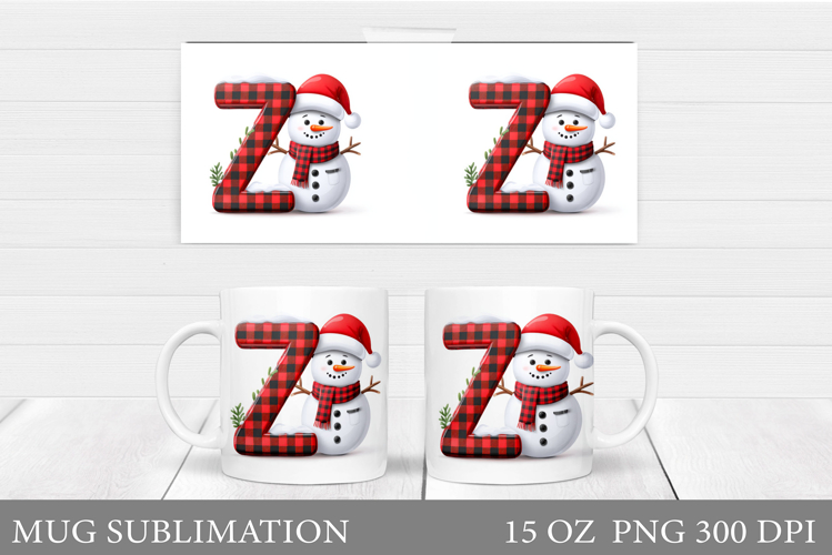 Christmas Letter Z Sublimation. Christmas Mug Design