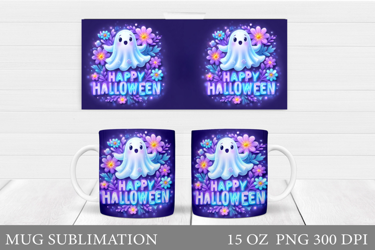 Ghost Mug Design. Cute Halloween Mug Sublimation