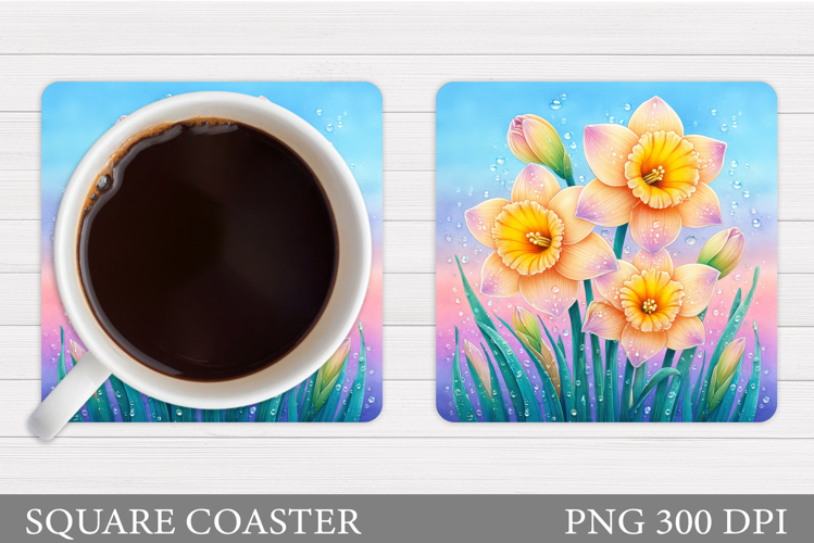 Daffodils Coaster Design. Flowers Coaster Sublimation