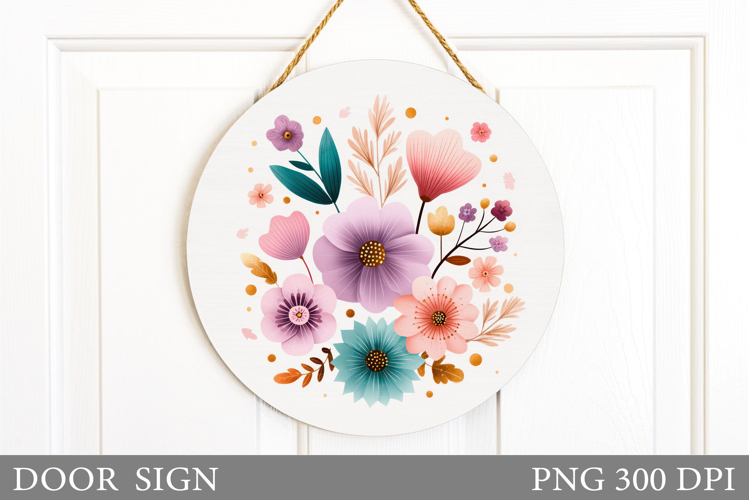 Floral Door Sign Sublimation. Flowers Door Sign Design