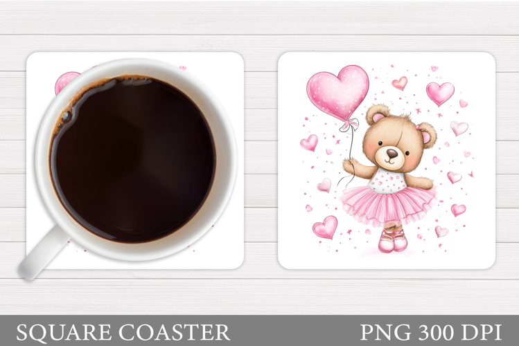 Valentines Bear Coaster. Valentines Coaster Design