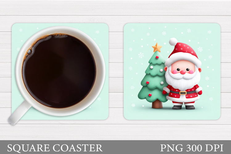 Cute Santa Coaster Sublimation. Santa Claus Coaster Design