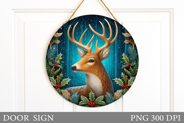 Christmas Deer Door Sign. Christmas Door Sign Sublimation